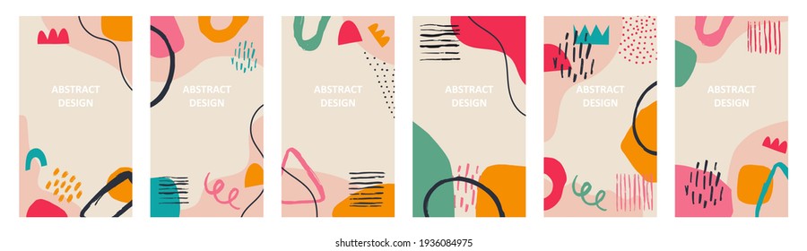 Social media backgrounds stories with abstract geometric shapes