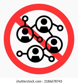 Social media ban. There is no computer network. Network communication restrictions. Prohibition of freedom of communication. Vector icon.