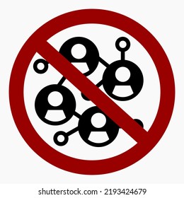 Social media ban. There is no computer network. Network communication restrictions. Prohibition of freedom of communication. Vector icon.