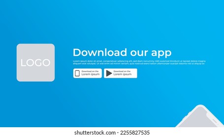 Social media banner advertising for downloading app for mobile phone,. Download buttons template.