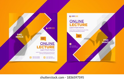 social media banner. Back to School for Education and get admission Program Editable square social media and web banner post promotions & Layout design for marketing  shape vector template design set