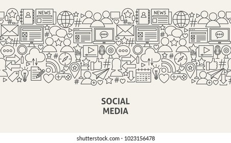 Social Media Banner Concept. Vector Illustration of Line Web Design.