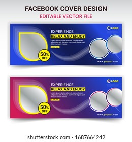 Social Media Banner Design with vector, Facebook cover, LinkedIn banner eps vector editable file with colorful design