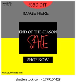 Social media banner for digital marketing, promo, stories post with black and yellow. Vector illustration.