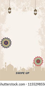 Social media banner Eid Mubarak Sale, flyer promotion, swipe up instagram story arabic design template