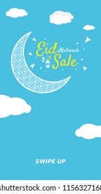 Social media banner Eid Mubarak Sale, flyer promotion, swipe up instagram story arabic design template
