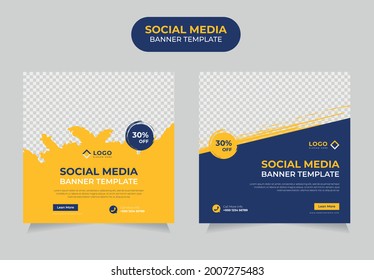 Social Media banner or facebook post banner template. minimal square banner, web banners for social media, discount promo square flyer