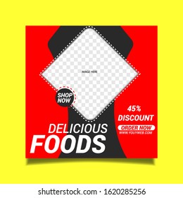 Social media banner for food business. Food social media template for restaurant business. Modern social template post banner. 