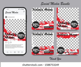 Social media banner for food and drink business. Food social media template for restaurant business. Modern social template post banner. Food discount post template.