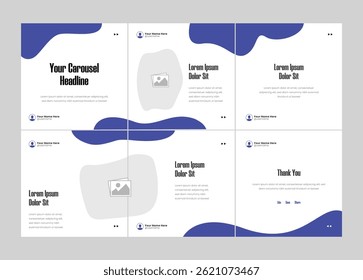 Social media banner frame or social media carousel template or infographic carousel post design. Editable carousel post frame design. Minimal corporate six page carousel template