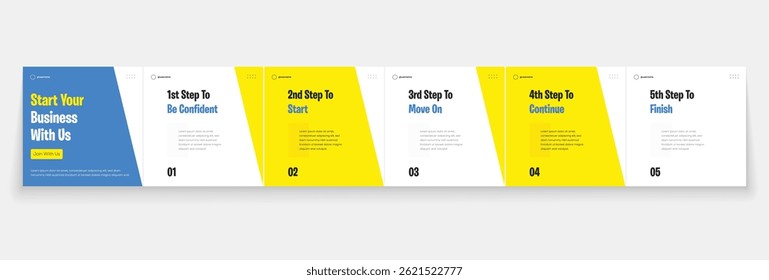 Social media banner frame or social media carousel template or infographic carousel post design. Editable carousel post frame design. Minimal corporate six page carousel template. 