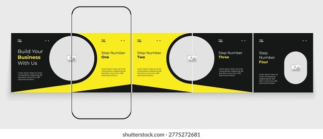 Social media banner frame or social media carousel template or media carousel post design. Editable post frame design.	