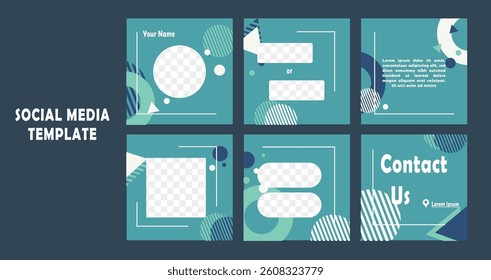 social media banner with geometric elements for dark blue feed. suitable as social media post and as promotion. also suitable as product promotion