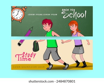 Social Media Banner or Header Design Set for Back To School and Study Time.