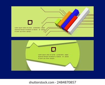 Social Media Banner or Header Design with 3D Colorful Bar Graph in Two Options.