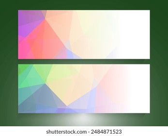 Social Media Banner or Header Design Set in Colorful Abstract Polygonal.