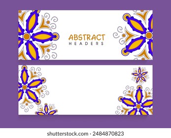 Social Media Banner or Header Set Decorated with Mandala Ornaments and Copy Space.