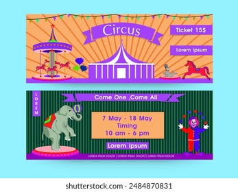 Social Media Banner or Header Set for Circus and Amusement Park.