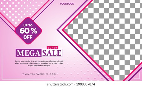 social media banner for mega sales product promotion with modern colors and styles for instagram facebook media banner promotion illustration. A complete modern colors and styles design vector.