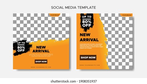 Social Media Banner For New Arrival Product Promotion With Modern Black Orange White Colors And Styles For Instagram Facebook Media Banner Promo Illustration. A Complete Modern Styles Design Vector