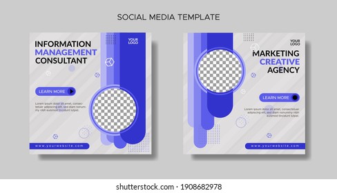 social media banner for office management campaign with blue black grey colors and styles for instagram facebook media banner promotion illustration. A complete modern styles design vector.