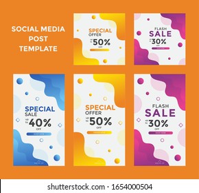 social media banner post collection template. story design for fashion promotion. banner promotion with modern wavy shape gradient style.