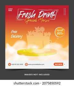 social media banner post drink template for  social media post advertising banner Premium Vector