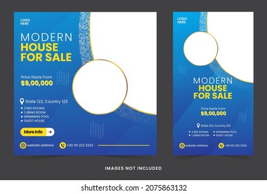 social media banner post real estate with gradient and luxury style for advertising or marketing