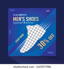 Social media banner post template. Design for for fashion Shoes Sale. Editable promotional web banner for social media.