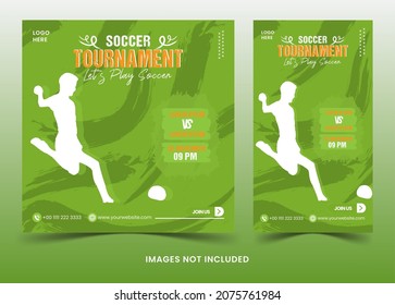 social media banner posts collection for football or soccer tournament club vector