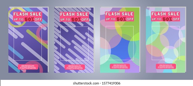 Social media banner. Set of mobile stories web templates with discount and sales. Colorful Templates for designers