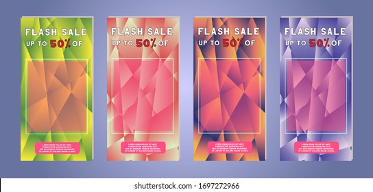 Social media banner. Set of mobile stories web templates with discount and sales. Colorful Templates for designers