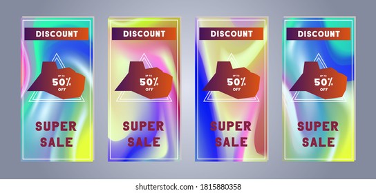Social media banner. Set of mobile stories web templates with discount and sales. Colorful Templates for designers
