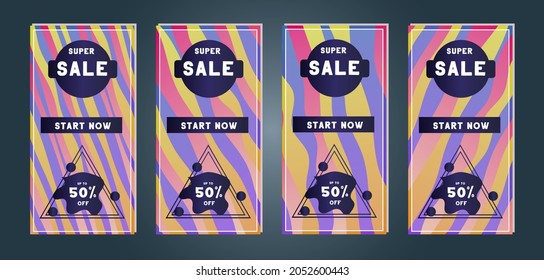 Social media banner. Set of mobile stories web templates with discount and sales. Colorful Templates for designers
