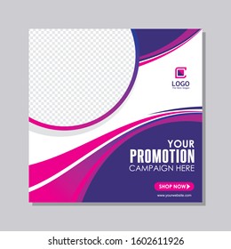 Social media banner. With square Design, Blue, Pink, purple and white color, suitable for fashion sale promotion, social media mobile apps and digital marketing
