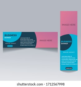 social media banner template. Abstract background for design, business, education, advertisement. Blue color vector illustration.