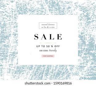 social media banner template for advertising winter arrivals collection or seasonal sales promotion. trendy hand drawn background textures and floral elements imitating watercolor paintings