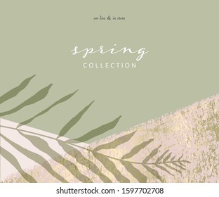 Social media banner template for advertising spring arrivals collection or seasonal sales promotion. trendy hand drawn background textures and floral element