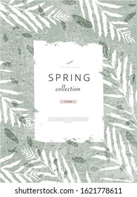 social media banner template for advertising spring arrivals collection or seasonal sales promotion. trendy hand drawn background textures and floral elements imitating watercolor paintings