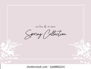 Social media banner template for advertising spring arrivals collection or seasonal sales promotion. trendy hand drawn background textures and floral botanical elements