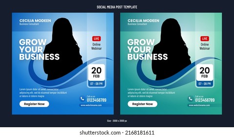 Social media banner template for business webinar