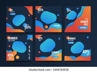 Social Media Banner Template Collection with Blue Orange Color