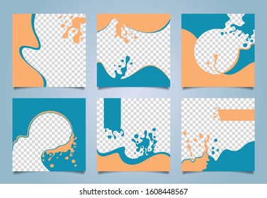 Social media banner template creative set. Sale promo collection. Liquid design. Easy editable vector illustration.