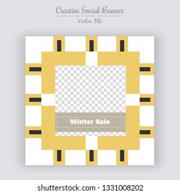 Social Media banner Template Design. Anyone can use This Design Easily. Promotional square web banner for social media. Elegant sale and discount promo - Vector.