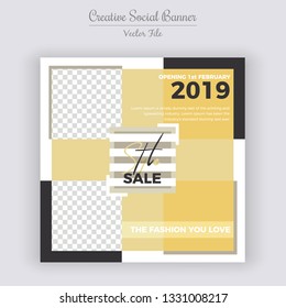 Social Media banner Template Design. Anyone can use This Design Easily. Promotional square web banner for social media. Elegant sale and discount promo - Vector.