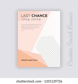 Social Media banner Template Design. Anyone can use This Design Easily. Promotional square web banner for social media. Elegant sale and discount promo - Vector.