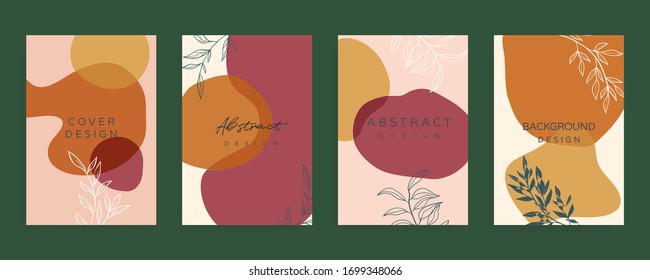 Plantilla de banner de medios sociales. Burla editable para historias, post, blog, venta y promoción. Formas abstractas de color tierra, diseño de fondo de arte de línea para un blogger personal, de moda y de belleza.