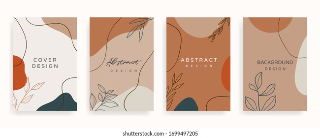 Social media banner template. Editable mockup for stories, post, blog, sale and  promotion. Abstract earth tone coloured shapes, line arts background design for personal, fashion and beauty blogger.