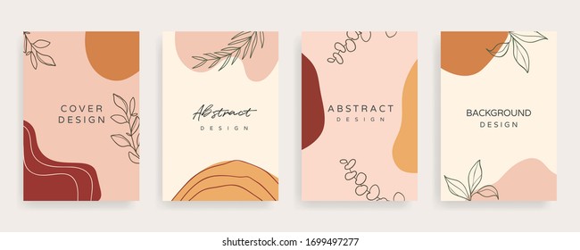 Social media banner template. Editable mockup for stories, post, blog, sale and  promotion. Abstract earth tone coloured shapes, line arts background design for personal, fashion and beauty blogger.