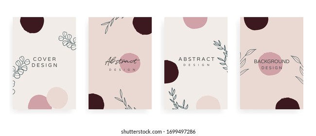 Social media banner template. Editable mockup for stories, post, blog, sale and  promotion. Abstract earth tone coloured shapes, line arts background design for personal, fashion and beauty blogger.